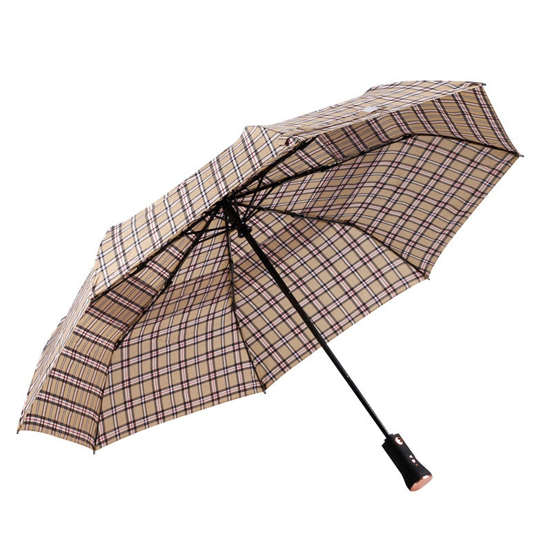 Fully automatic plaid umbrella – foldable & stylish